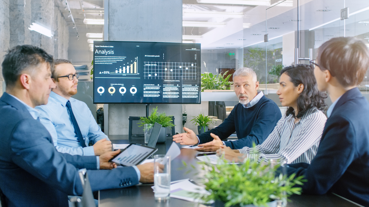 business analytics professionals in a management meeting business analytics professionals in a management meeting