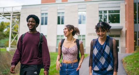 Students walking around the Durham campus