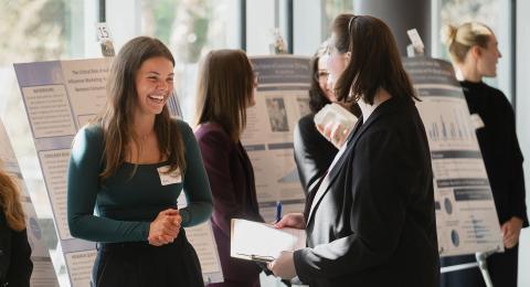 UNH students present their business research at the university's Undergraduate Research Conference.
