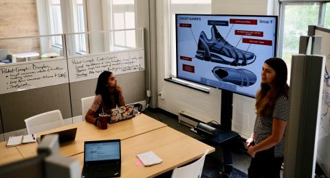 Student giving presentation