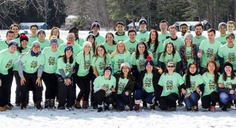 Leadership Camp photo of entire group out in the snow