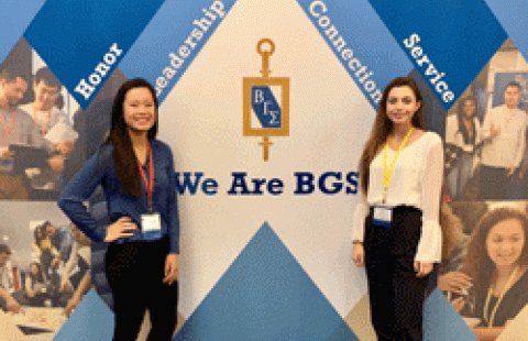 students Amber Man and Olivia Rios attend bgs global leadership summit