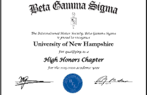Beta Gamma Sigma certificate