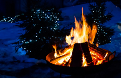 Outdoor Winter Fire stock image