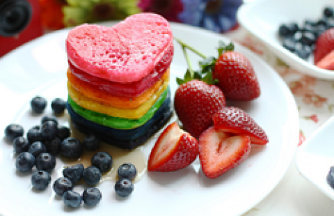 pride and pancakes breakfast heart shaped fruit