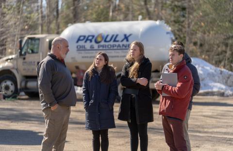 UNH Paul College Paul Projects: Corporate Engagement Programs, students on site at Proulx Oil. 