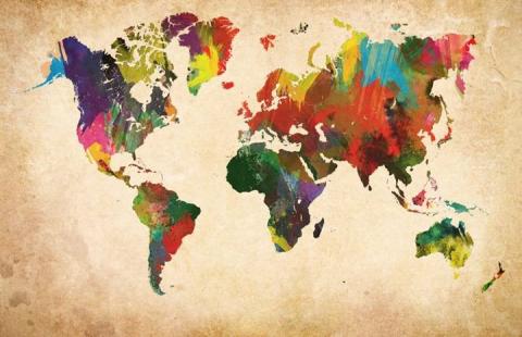 Colorful map of world