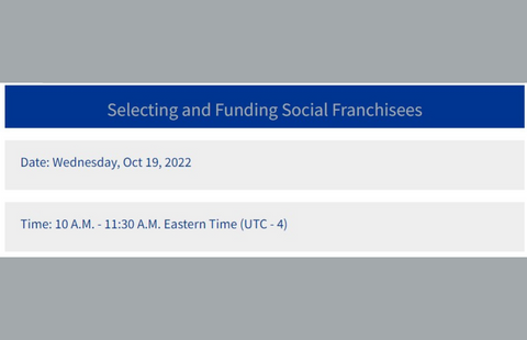Registration page screenshot for event: Selecting and Funding Social Franchises