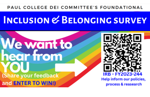 Graphic asking people to take the Inclusion and Belonging Survey