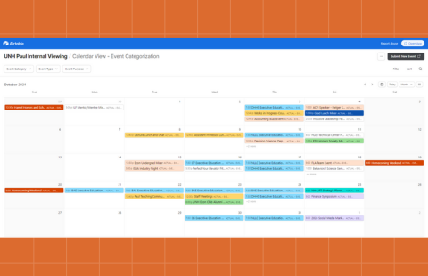 Screenshot of a calendar from the Airtable platform showing appointment blocked on various days in October 2024