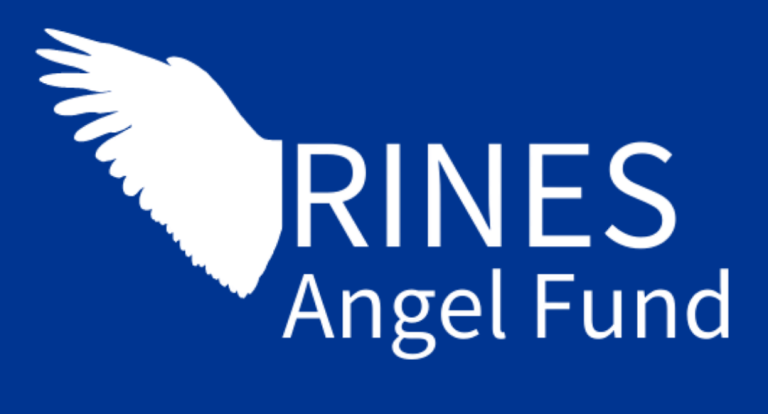 A graphic that says "Rines Angel Fund" alongside a wing