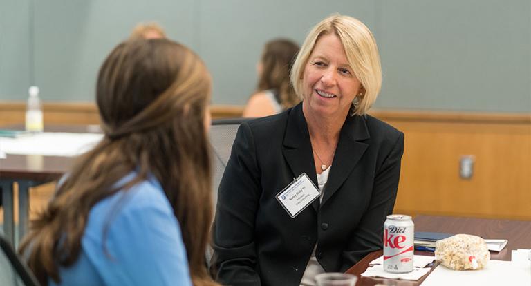 Nancy Bixby '81 at a Paul College Homecoming mentoring event in 2017