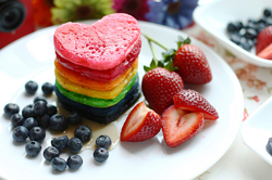 pride and pancakes breakfast heart shaped fruit