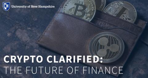 A wallet with the words, "Crypto Clarified" The Future of Finance" written on it