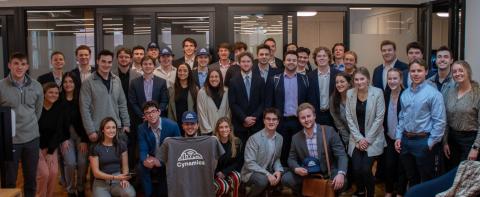 A group photo in cynamics offices in boston