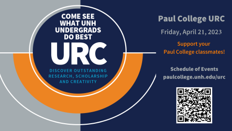 Image of URC Outreach Poster with date and QR code to event schedule