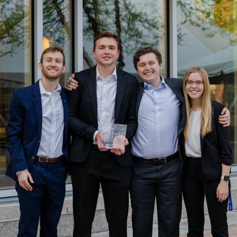 UNH Paul Students show off first place Holloway Prize Competition award