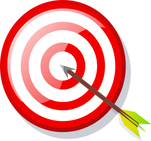 Arrow hitting a bullseye