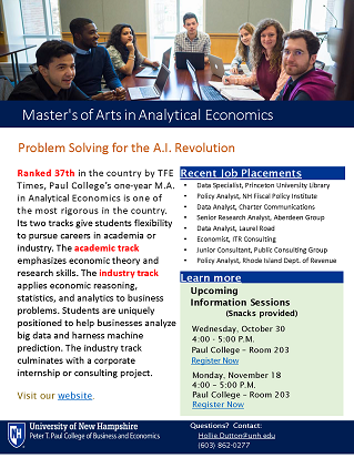 UNH Master’s Degree in Analytical Economics