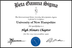 Beta Gamma Sigma certificate
