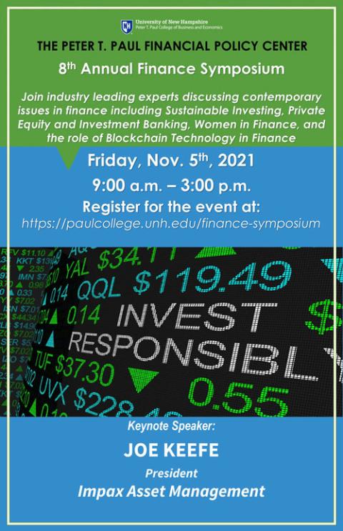 UNH Paul College's Peter T. Paul Financial Policy Center presents the 8th Annual Finance Symposium