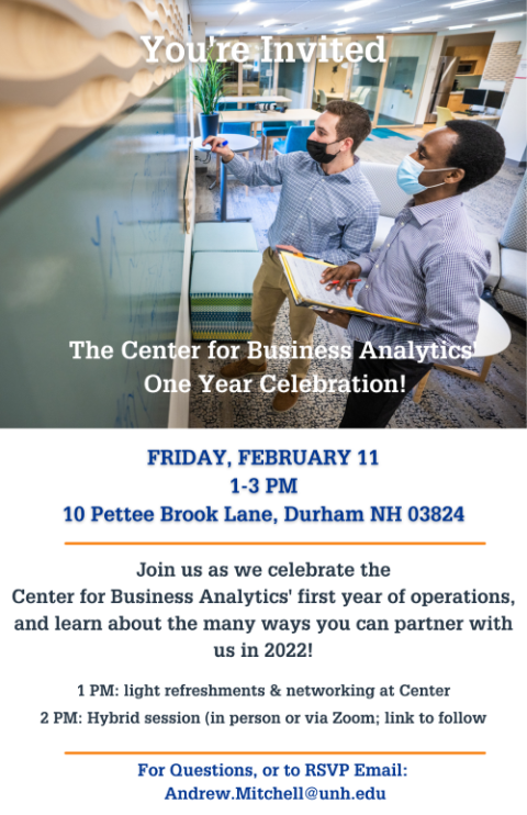 UNH Center for Business Analytics celebration