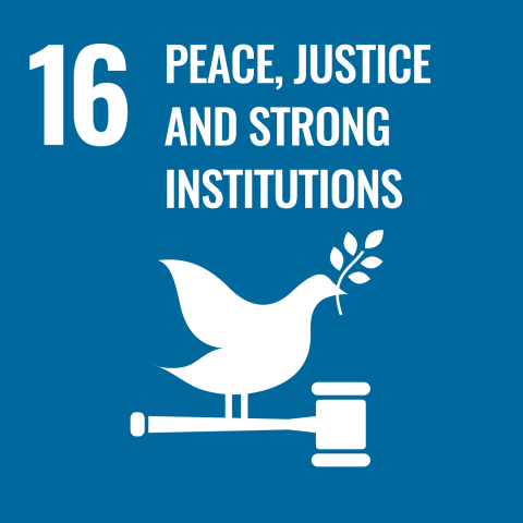 icon for sustainable goal 16 peace, justice and strong institutions