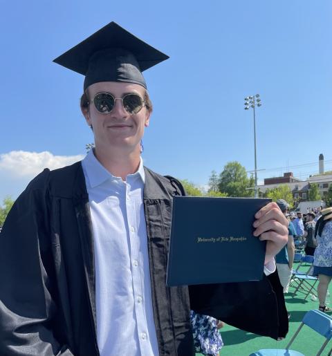 UNH student Peter Logee at his undergraduate commencement