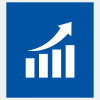 An icon of a graphic with a bar graph and an arrow trending upward