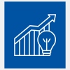 Graphic of a graph trending upwards, with a light bulb in the bottom right corner