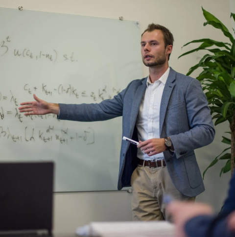Jay Horvath teaching in classroom photo.