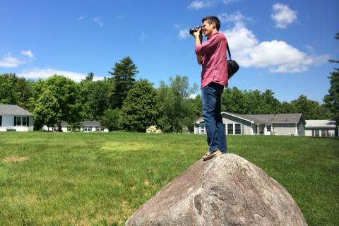 Kris Roller '15 takes photos of a manufactured home community as part of his social innovation internship with ROC USA during the summer of 2014.