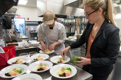 students preparing gourmet meal