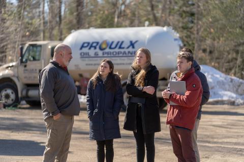 Paul College students working on capstone project with Proulx Oil